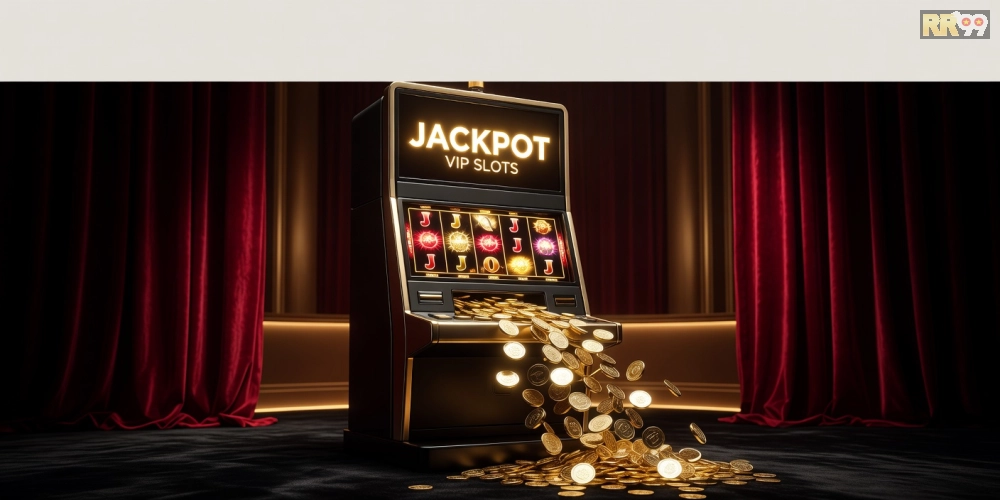 Minh họa khái niệm nổ hũ vip 69vn với hình ảnh slot machine hiện đại và jackpot sáng lấp lánh
